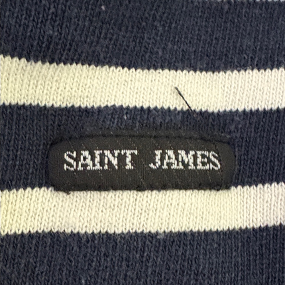 Saint James Navy and White Striped Long Sleeve Tee - Picture 9 of 10